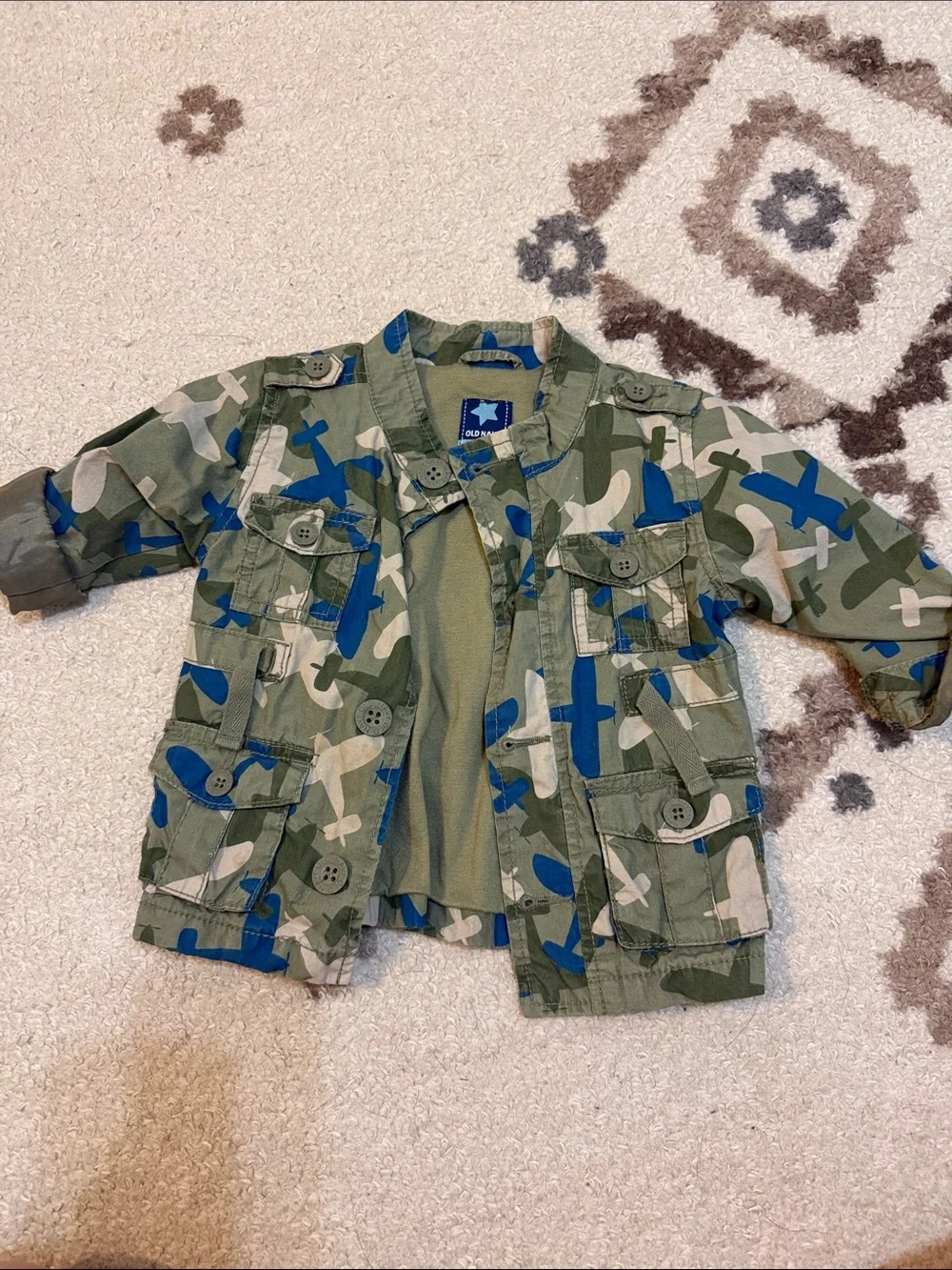 Old Navy Kids' Camouflage Plane Jacket - Green/Blue/Tan